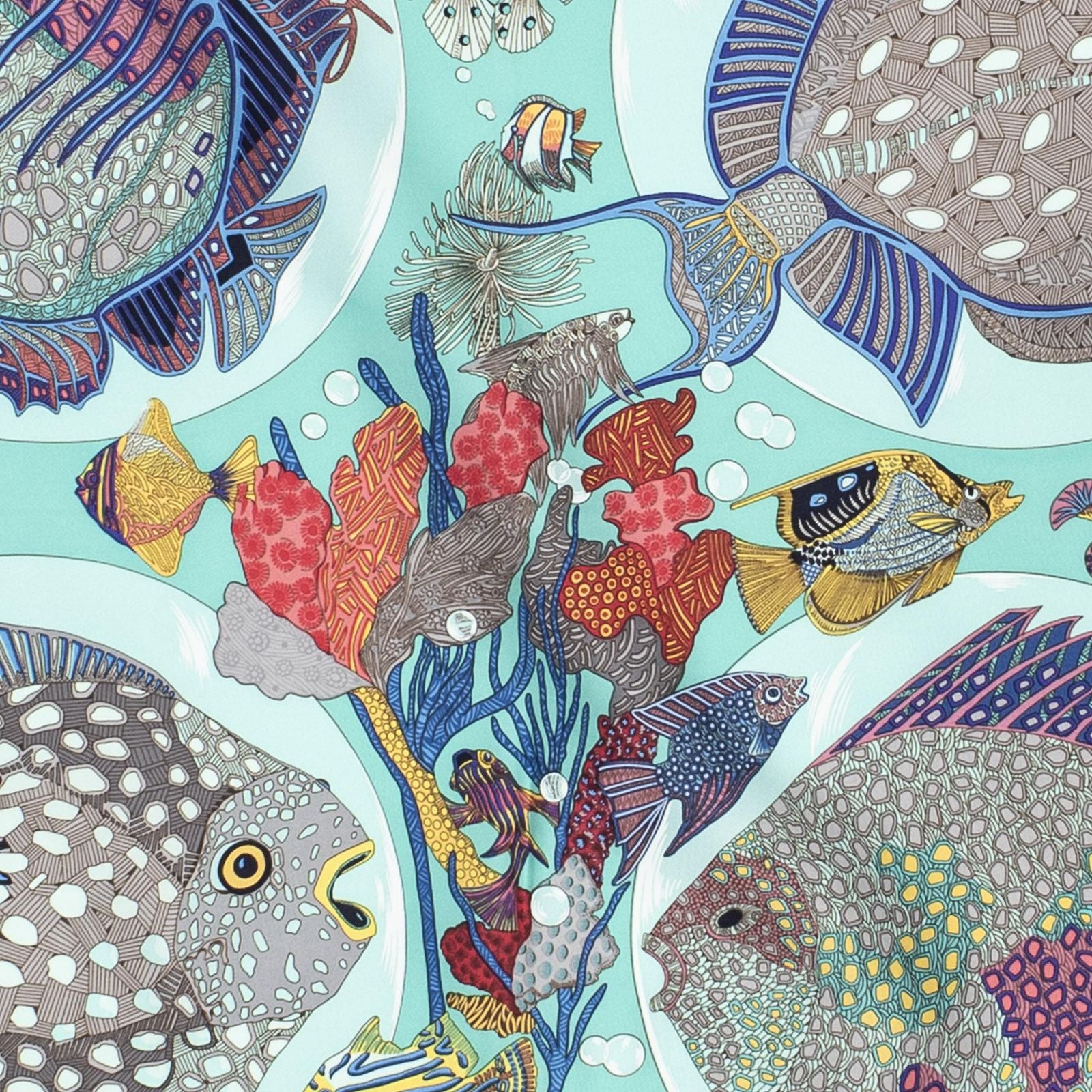 Hermes Scarf Teal Gold Pink Silk — view 3