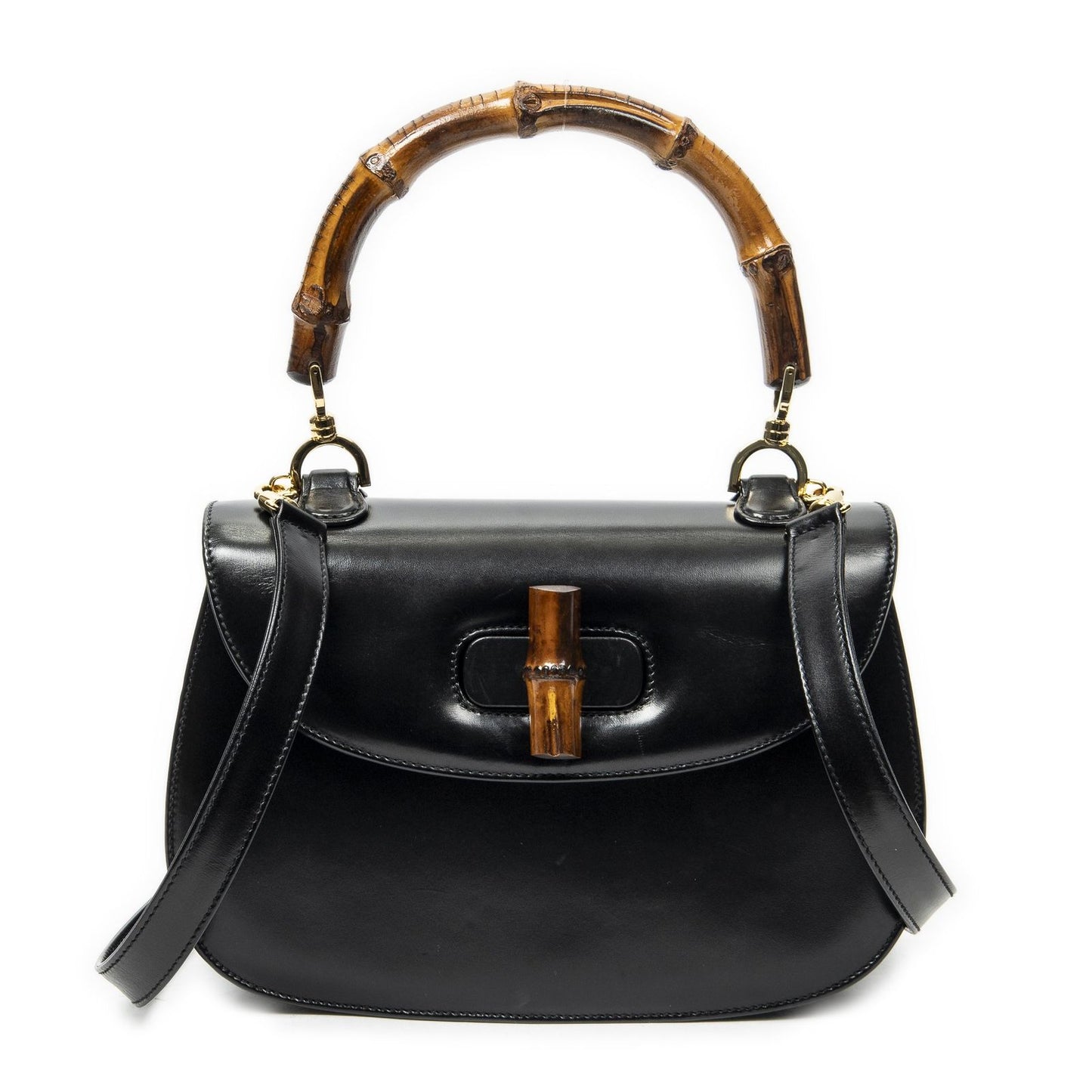 Gucci Midi Ambabu Top Handle Flap Black Smooth Calfskin