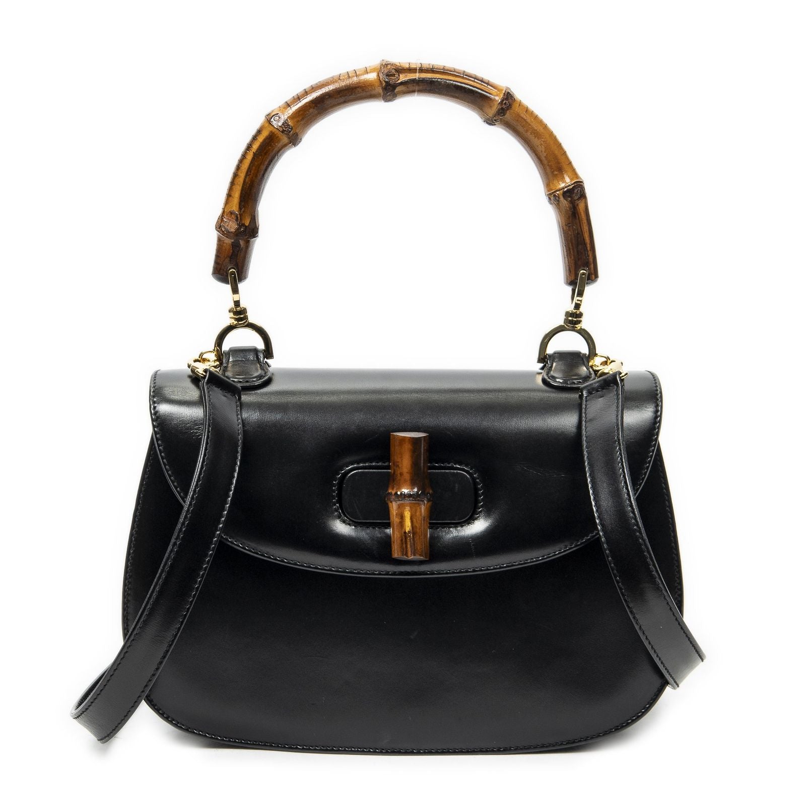 Gucci Midi Ambabu Top Handle Flap Black Smooth Calfskin