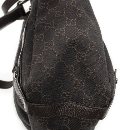 Gucci Abbey Hobo Diagonal Dark Brown GG Denim Canvas — view 7
