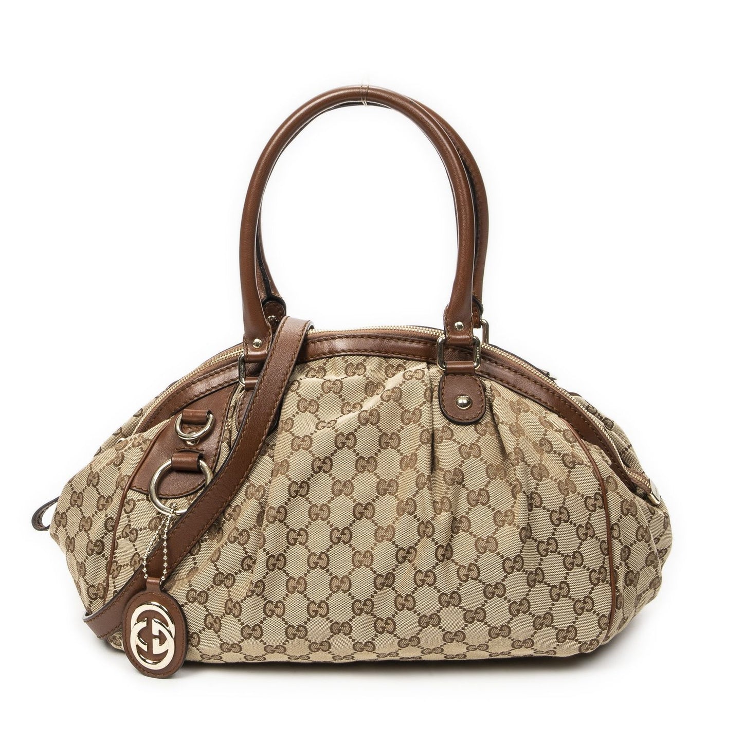 Gucci Ski Boston Beige Brown GG Canvas Messenger
