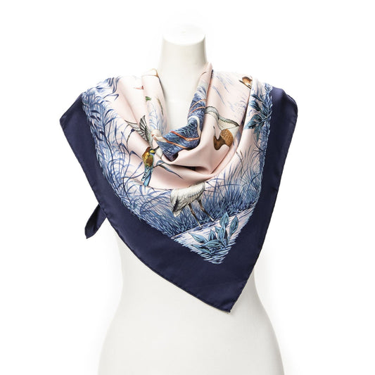 Hermes Scarf Light Pink Blue Silk