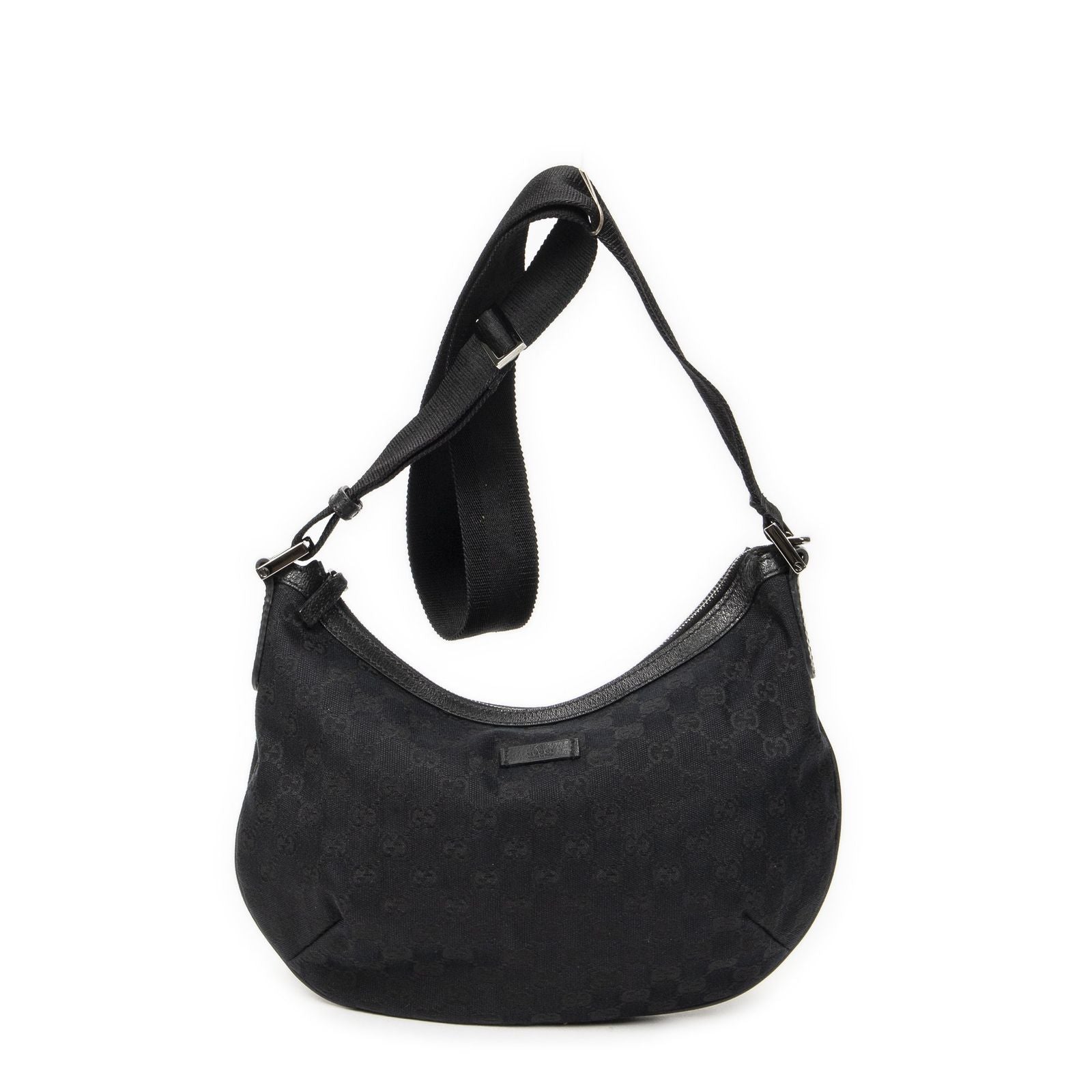 Gucci Half Moon Zip Messenger Black GG Canvas