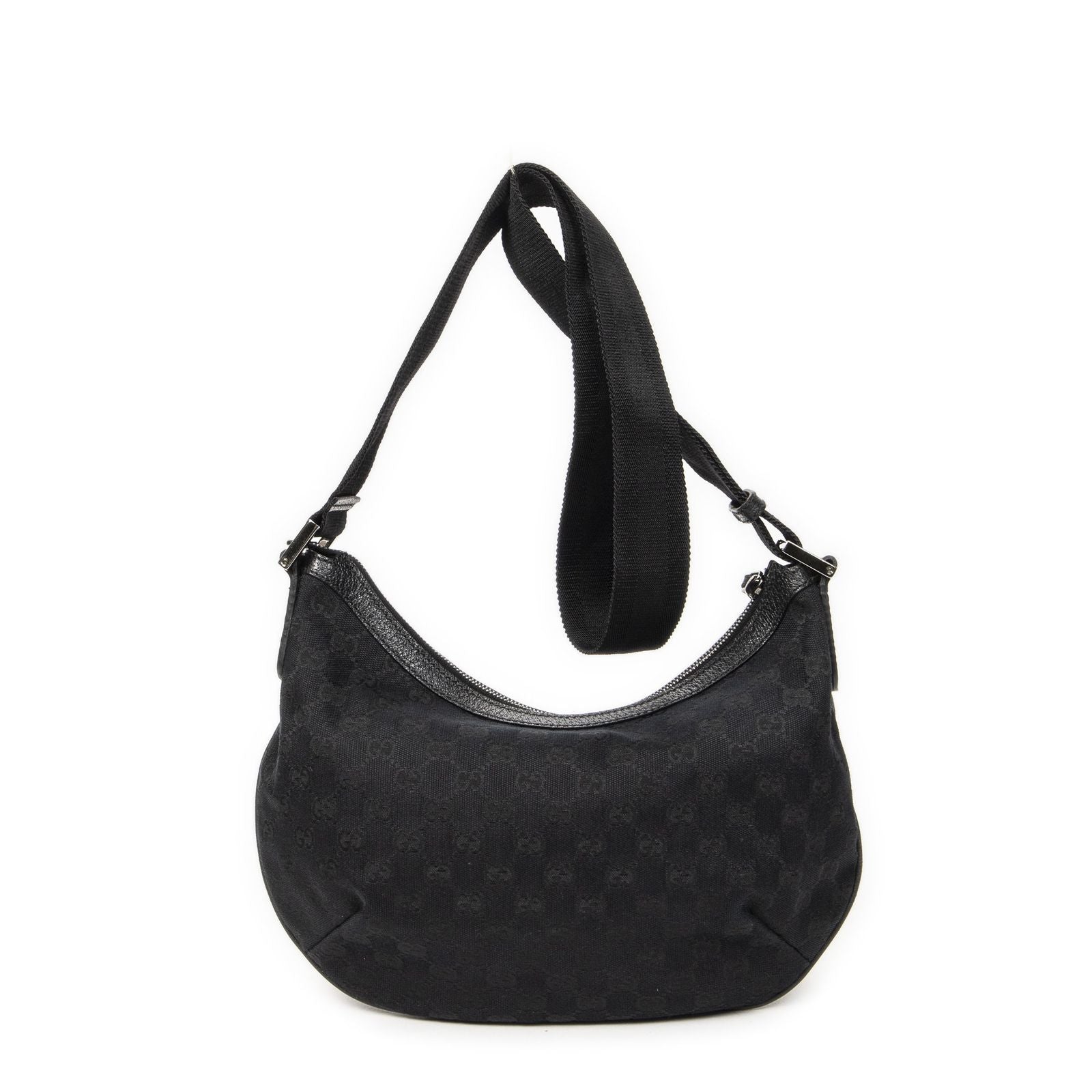 Gucci Half Moon Zip Messenger Black GG Canvas — view 5