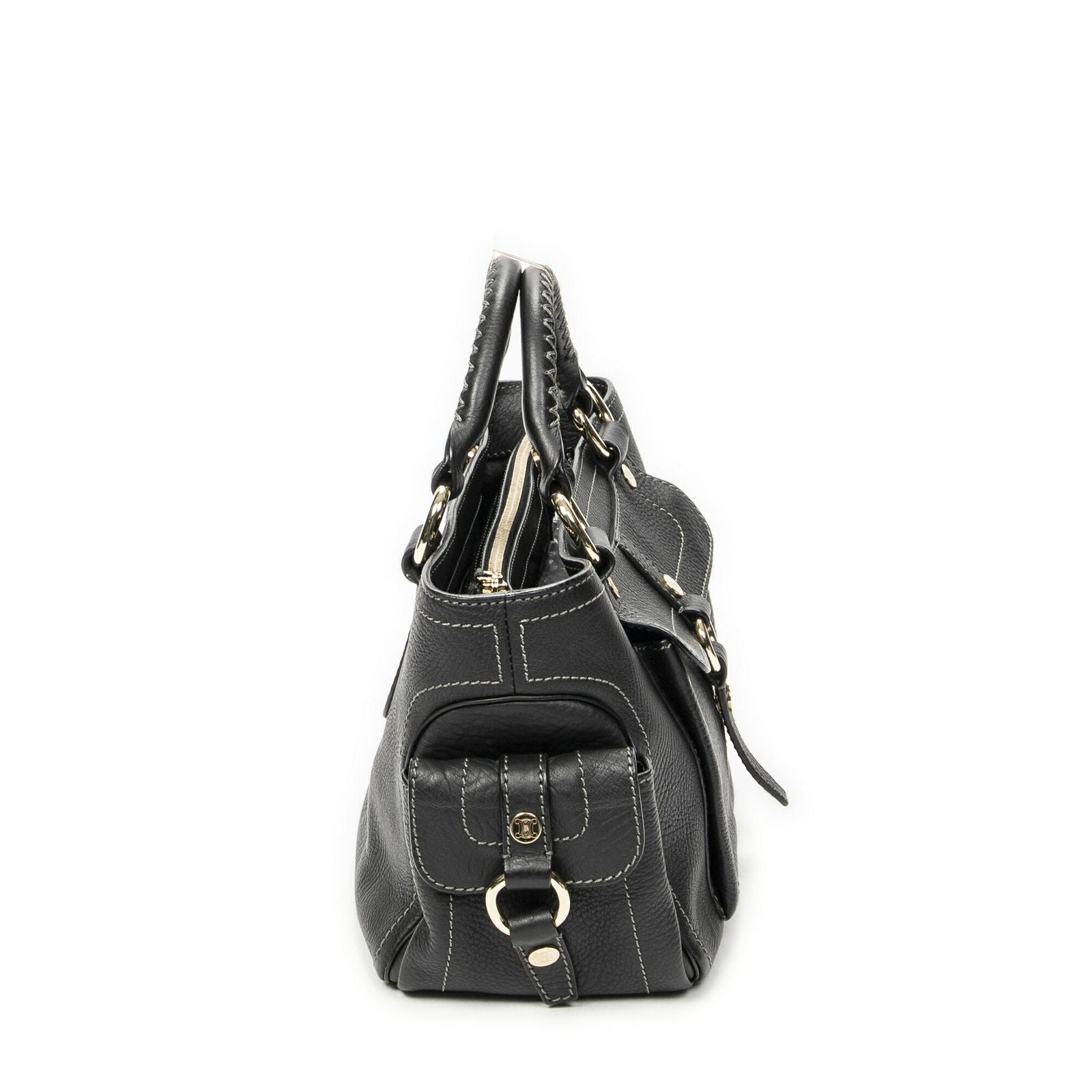 Celine Boogie Bag Black Gray Calfskin Leather — view 4