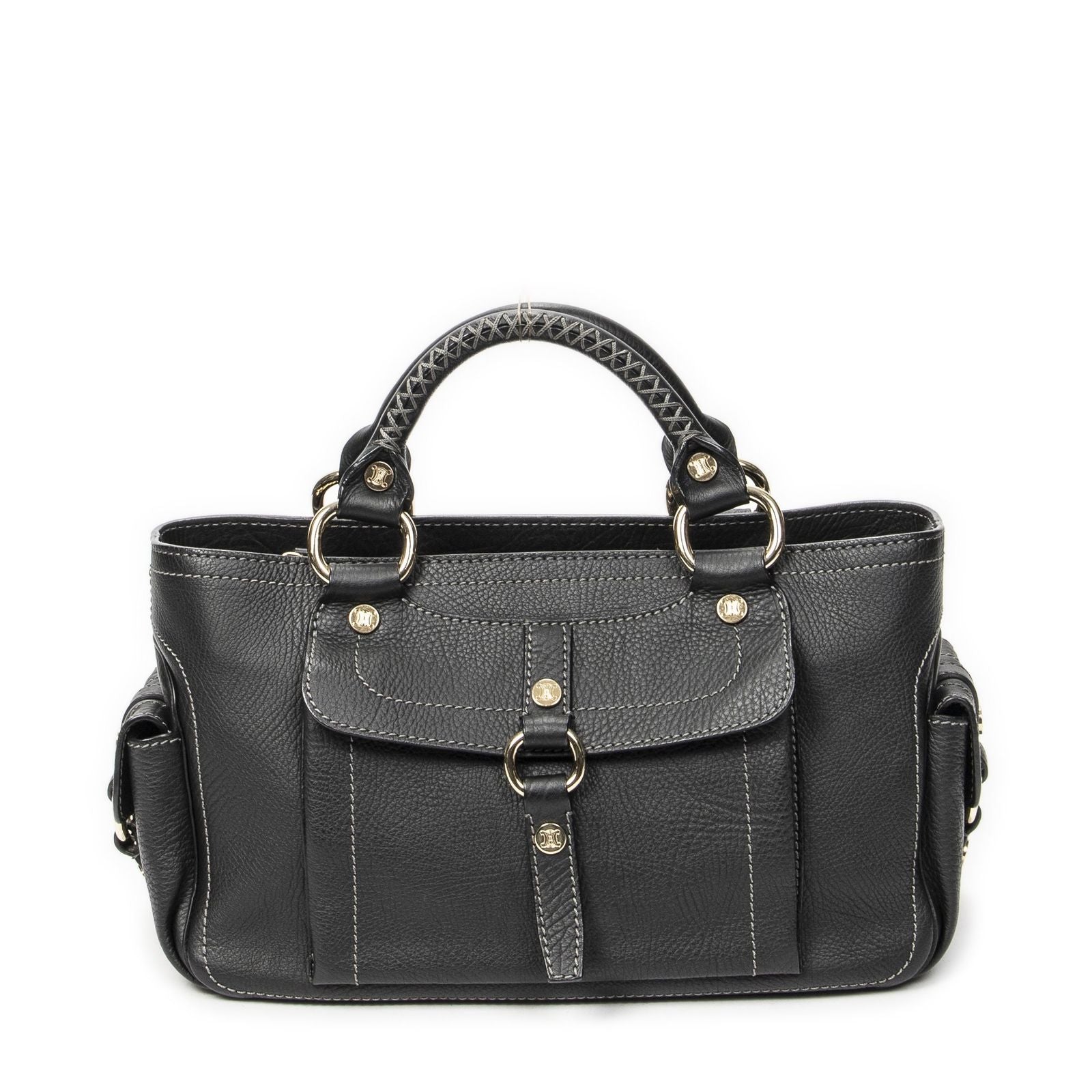 Celine Boogie Bag Black Gray Calfskin Leather