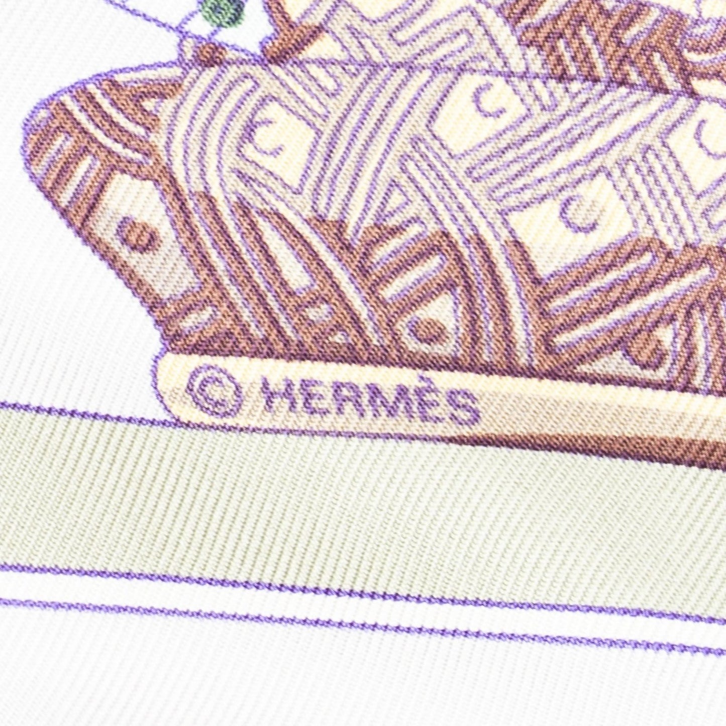Hermes Scarf Purple Green Silk — view 4