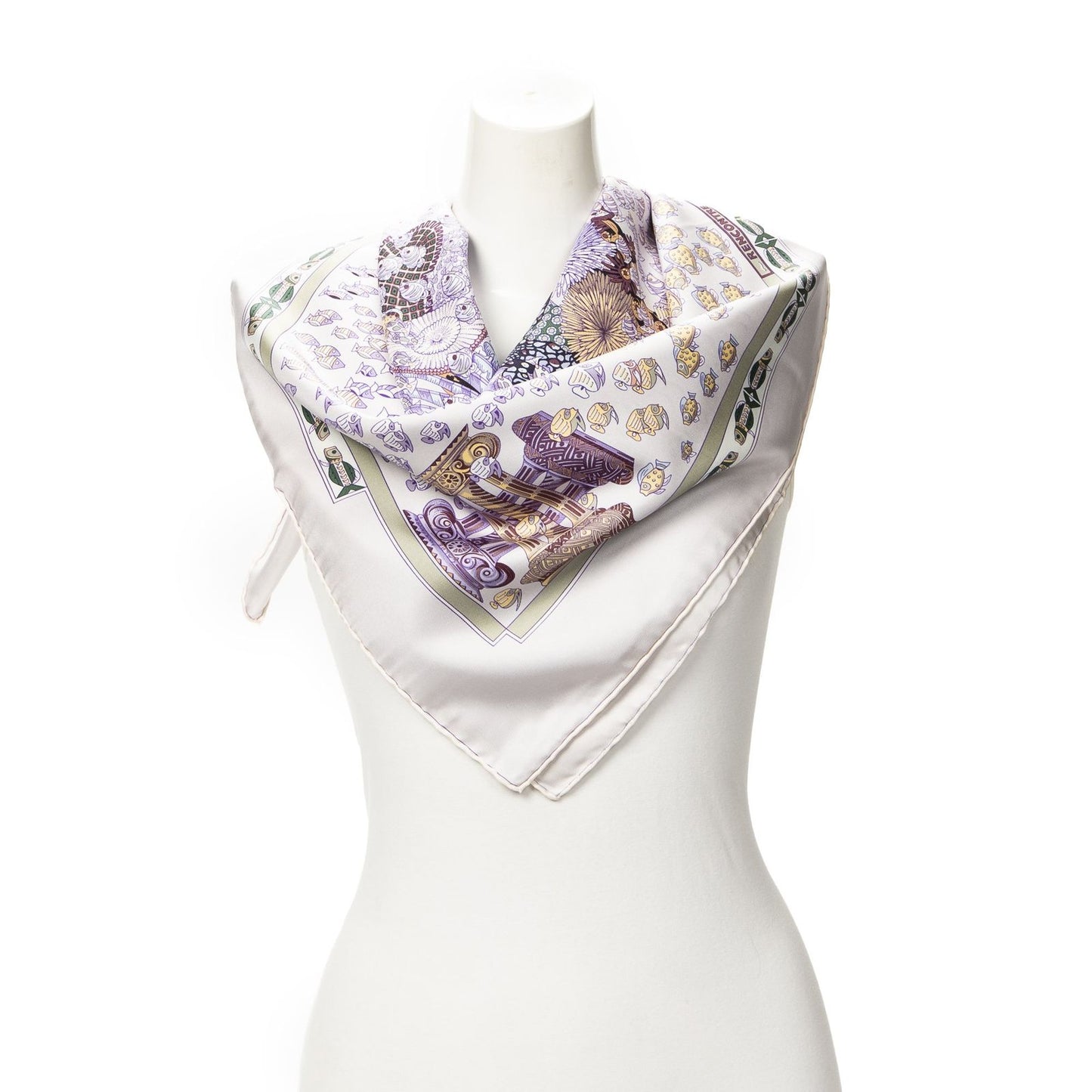 Hermes Scarf Purple Green Silk