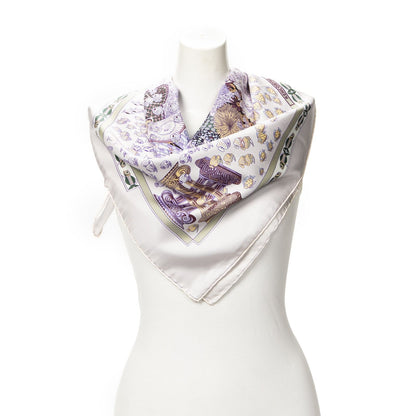 Hermes Scarf Purple Green Silk