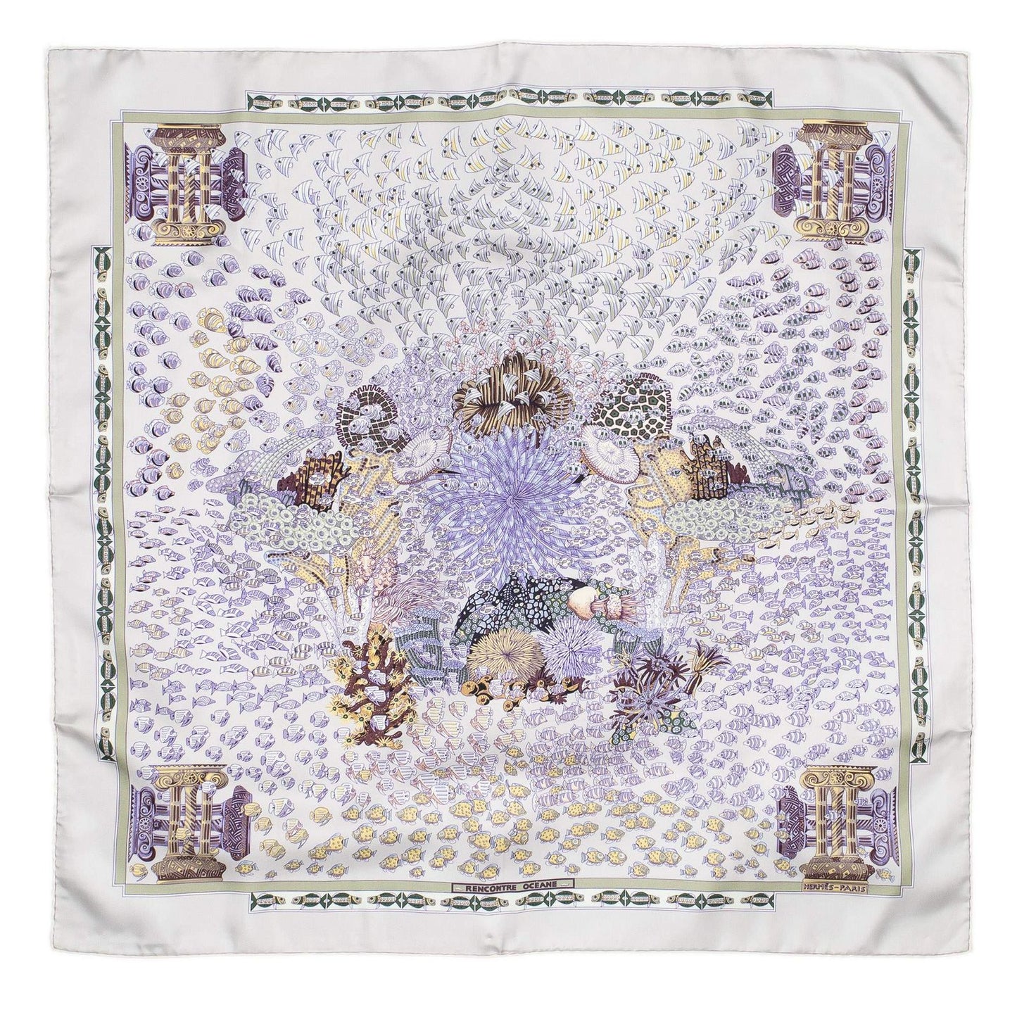 Hermes Scarf Purple Green Silk — view 2