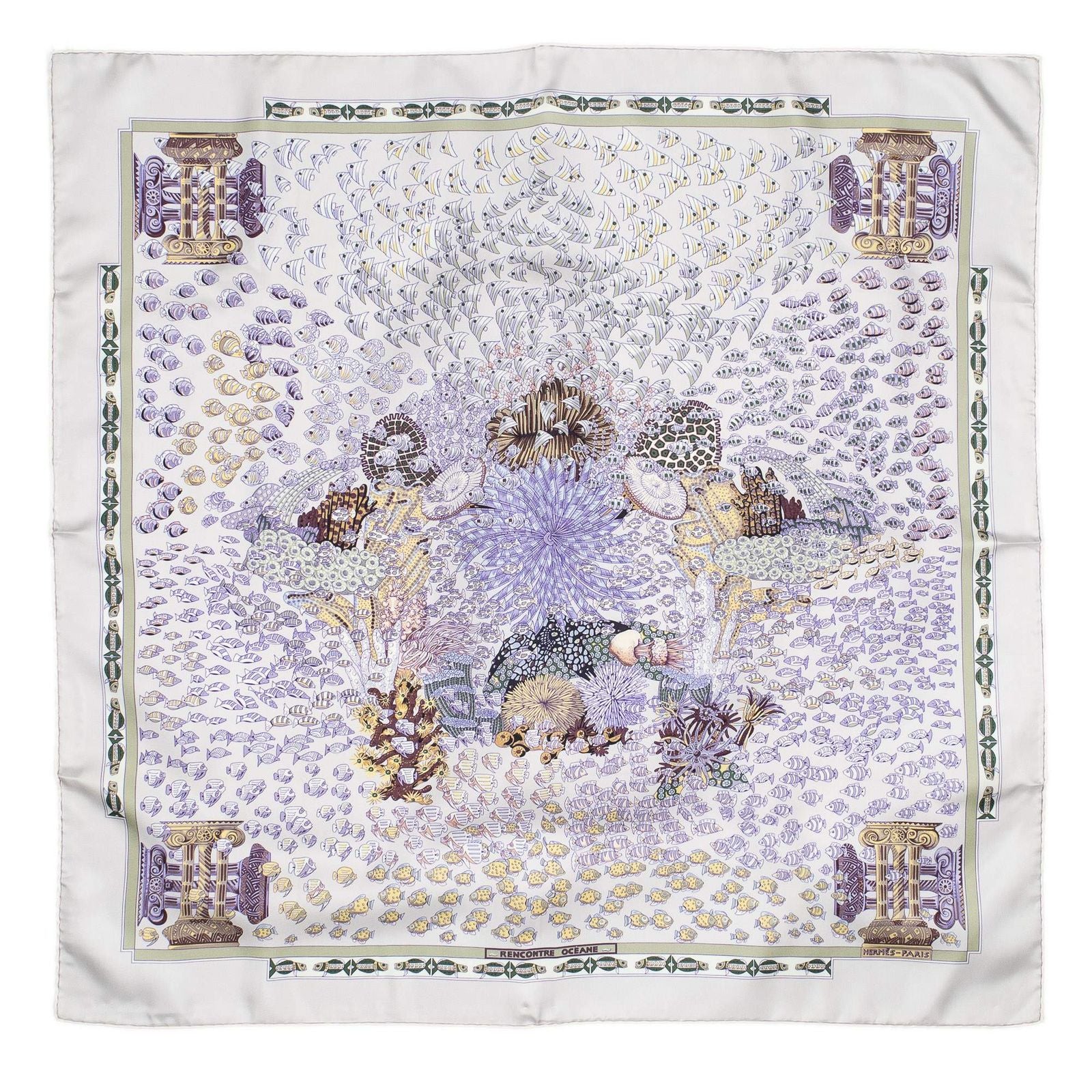 Hermes Scarf Purple Green Silk — view 2