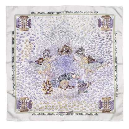 Hermes Scarf Purple Green Silk — view 2