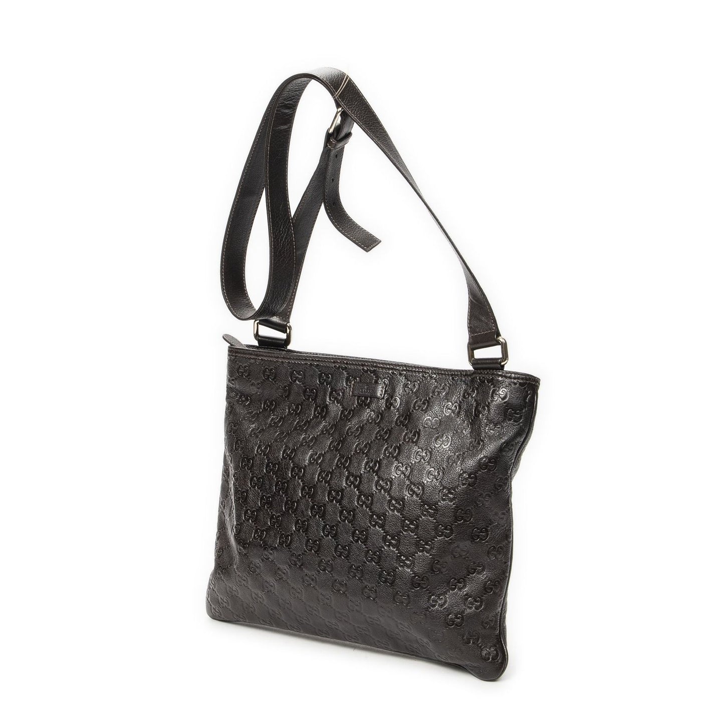Gucci Large Square Zip Messenger Dark Brown Guccissima — view 2