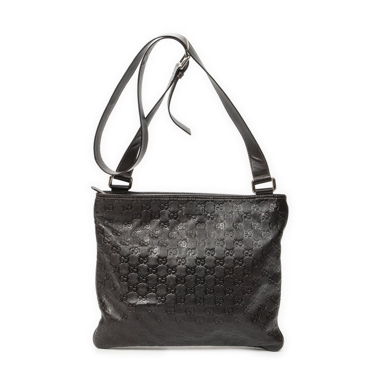 Gucci Large Square Zip Messenger Dark Brown Guccissima