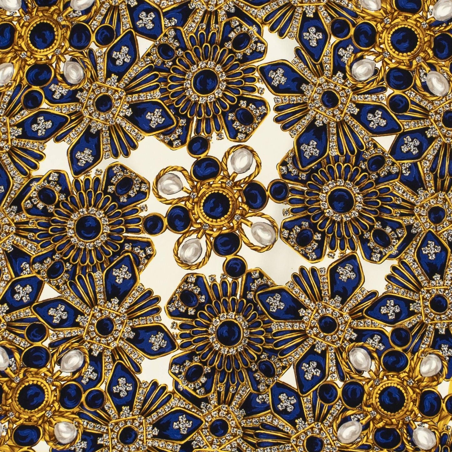 Chanel Scarf Royal Blue Gold Twill Silk — view 3