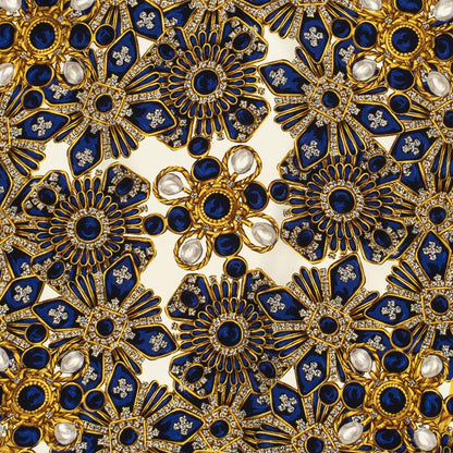 Chanel Scarf Royal Blue Gold Twill Silk — view 3