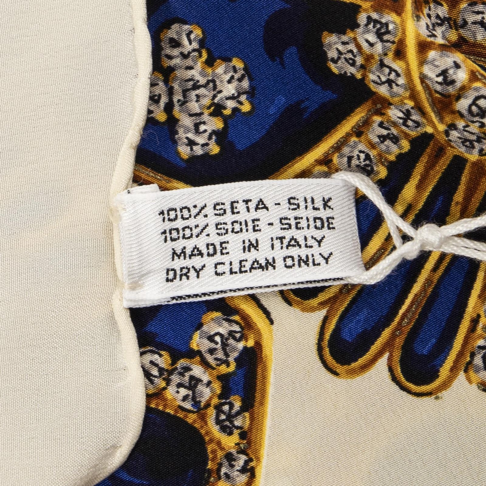 Chanel Scarf Royal Blue Gold Twill Silk — view 5