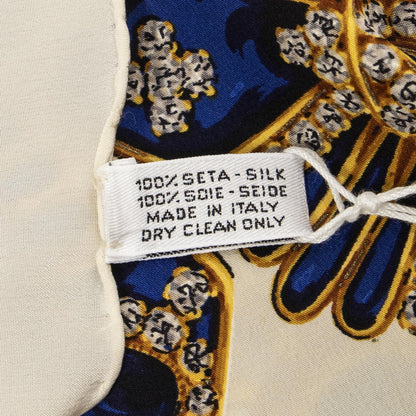 Chanel Scarf Royal Blue Gold Twill Silk — view 5