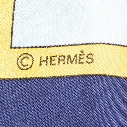 Hermes Scarf Blue Red Green 100% Jacquard Silk — view 4