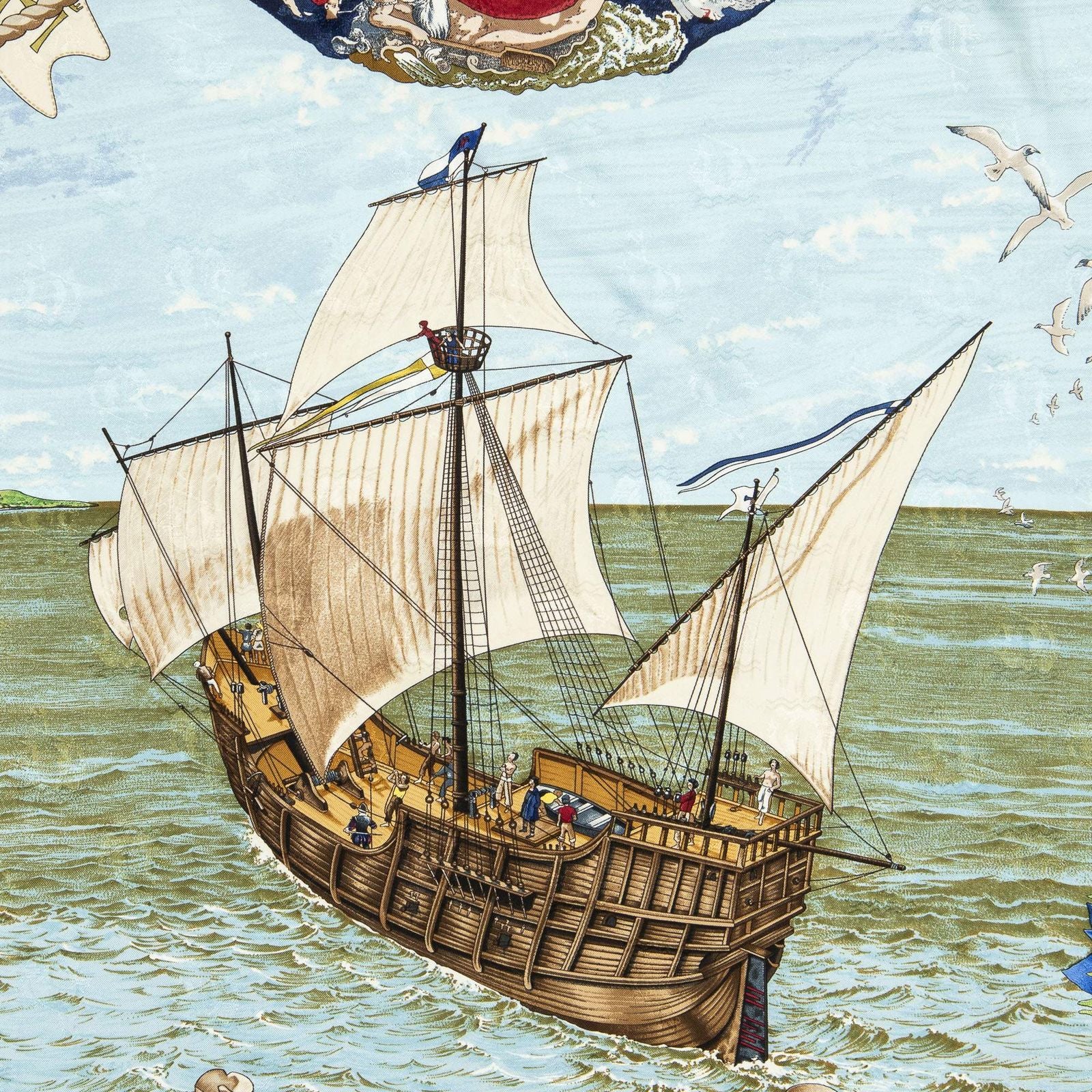 Hermes Scarf Blue Red Green 100% Jacquard Silk — view 3
