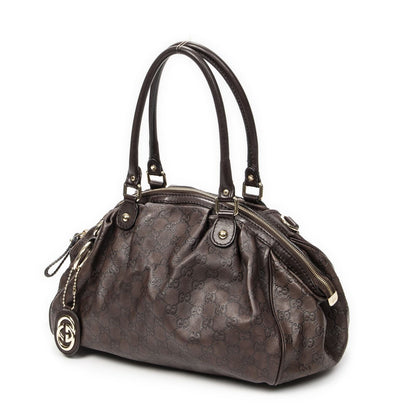 Gucci Ski Boston Dark Brown Guccissima Messenger — view 2