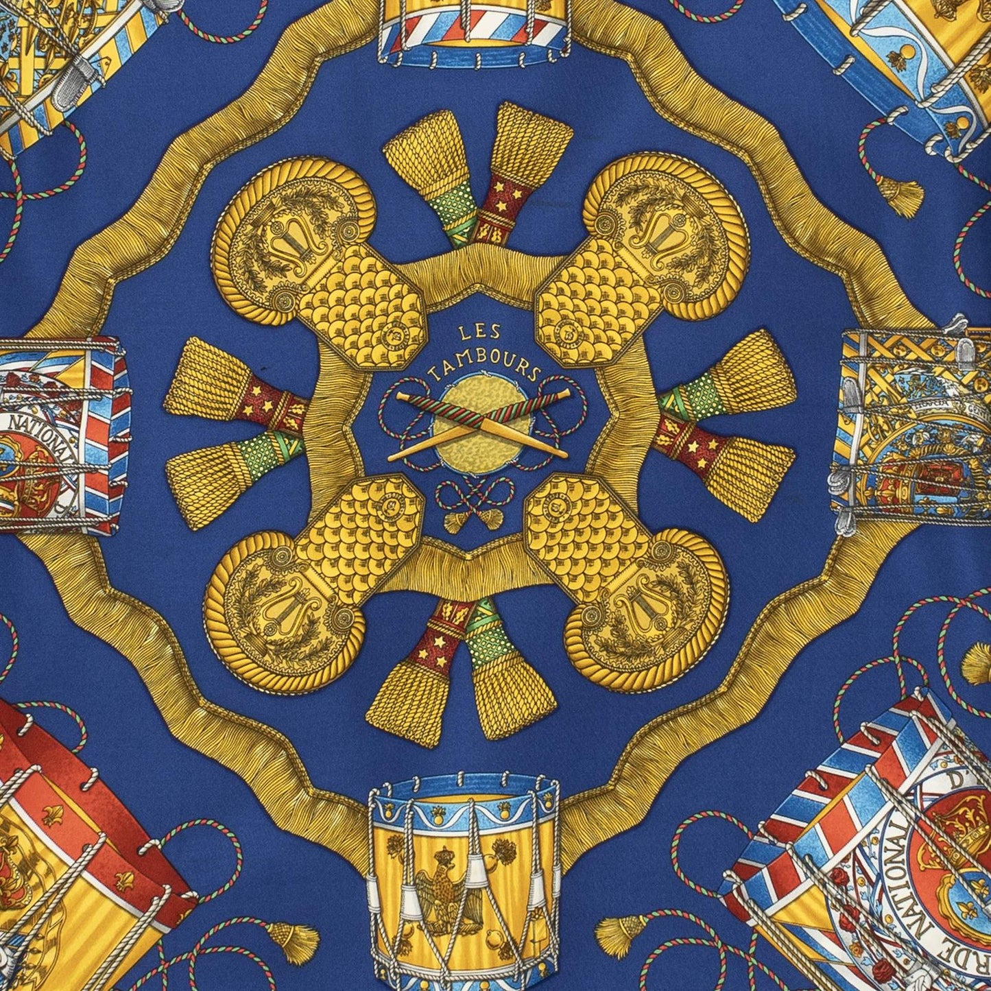 Hermes Scarf Blue Gold Silk — view 3