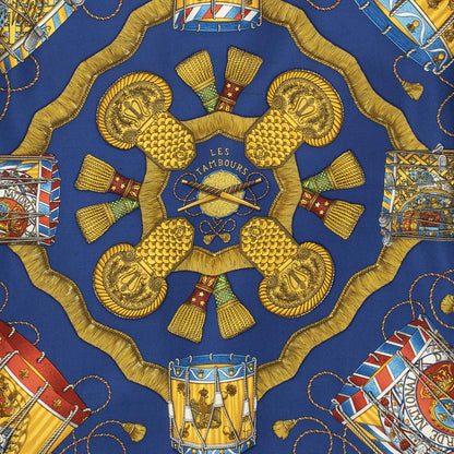 Hermes Scarf Blue Gold Silk — view 3