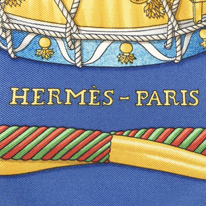 Hermes Scarf Blue Gold Silk — view 4