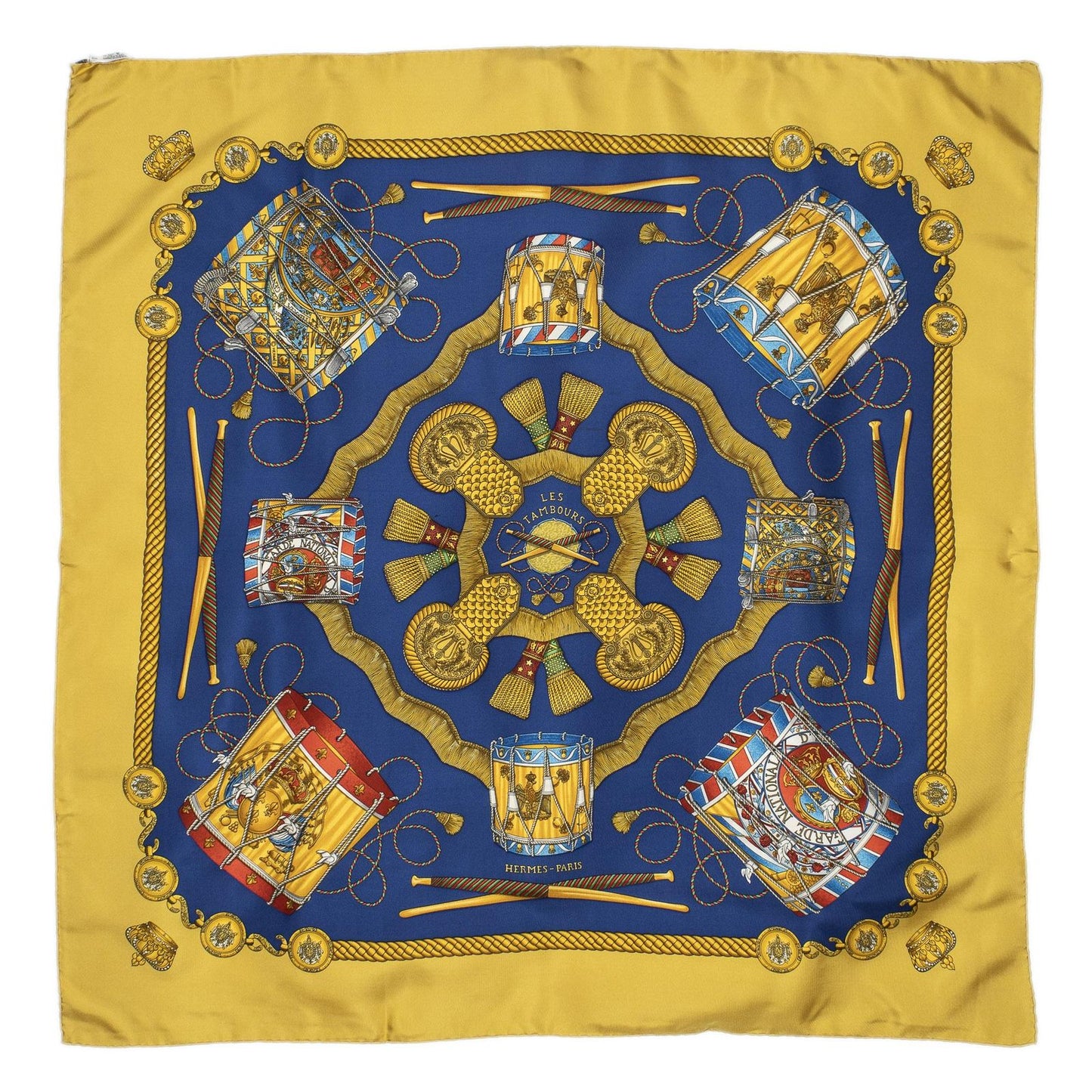 Hermes Scarf Blue Gold Silk — view 2