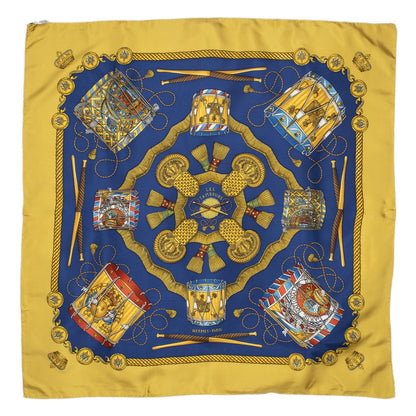 Hermes Scarf Blue Gold Silk — view 2