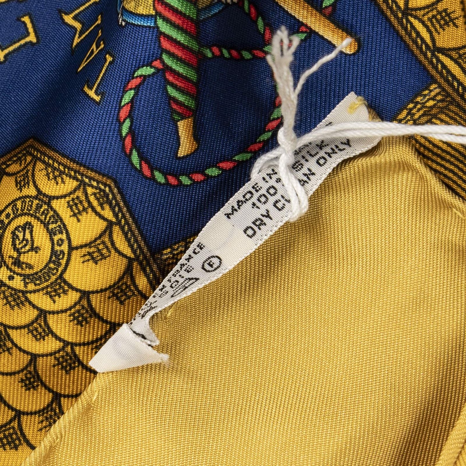 Hermes Scarf Blue Gold Silk — view 5