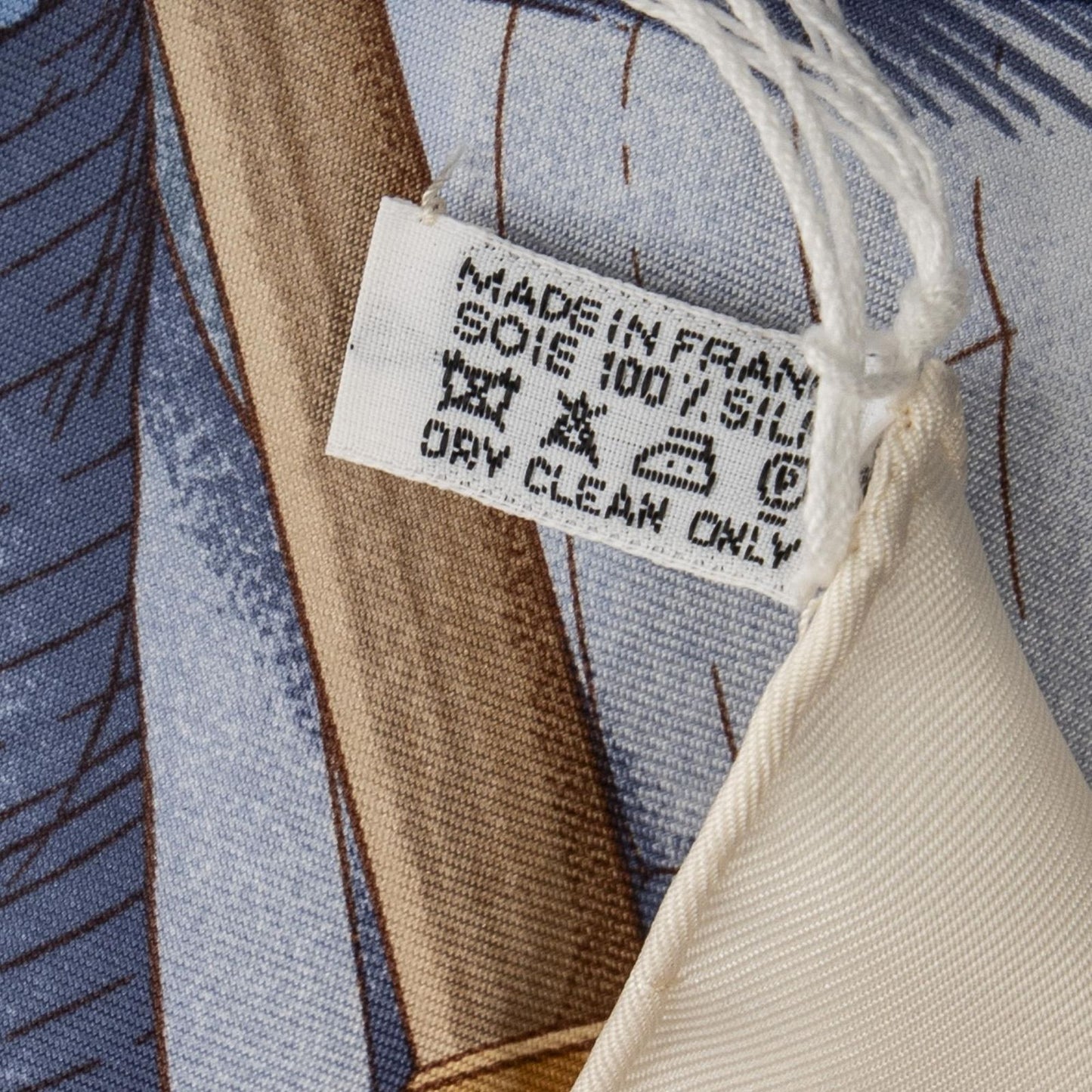 Hermes Scarf Ivory Light Blue Brown Silk — view 5