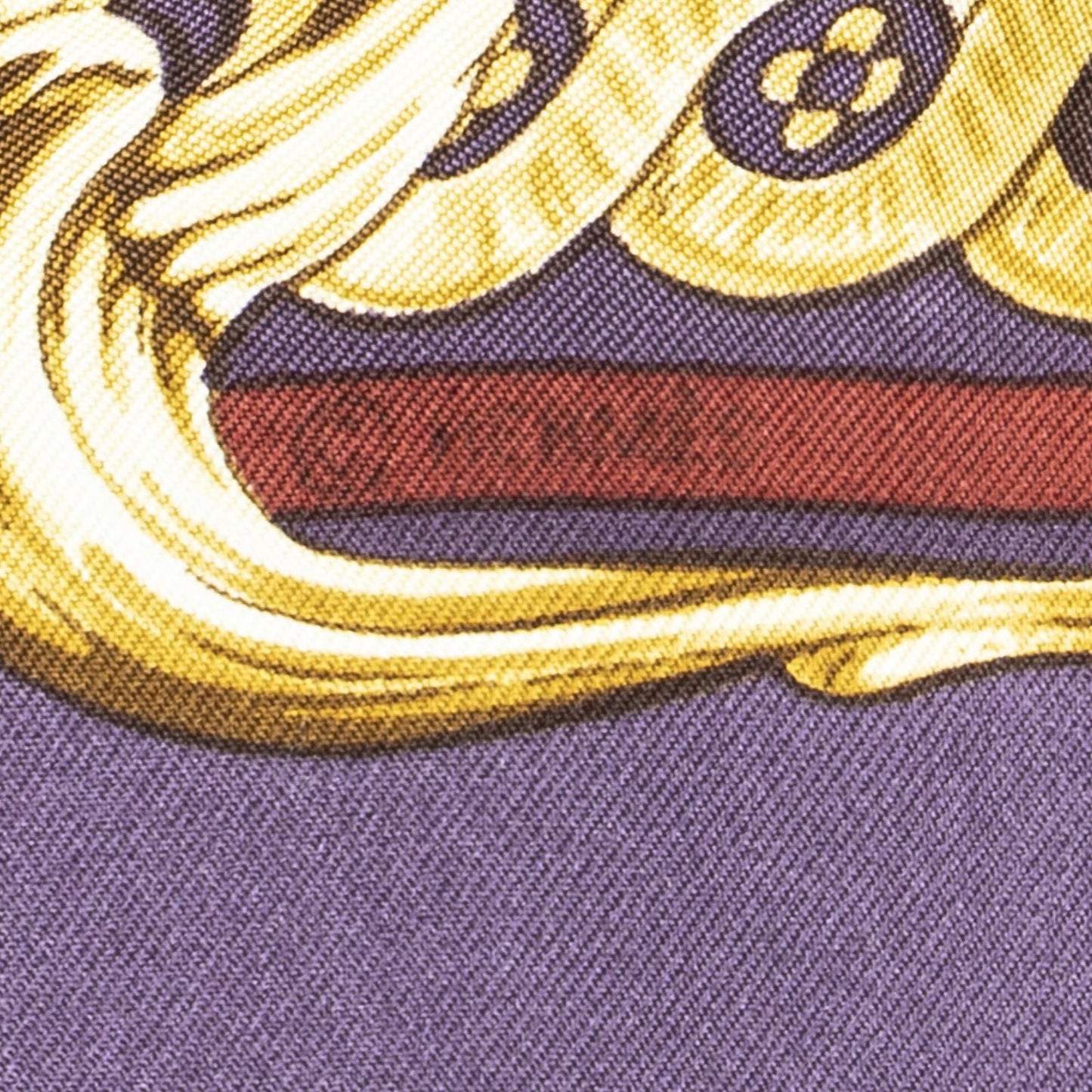 Hermes Scarf Purple Red 100% Gold Twill Silk — view 4