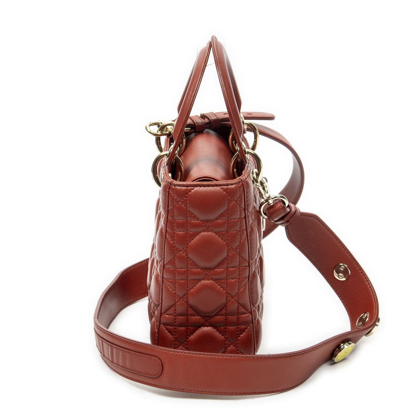 Dior Small Lady Dior Flap Red Canada Lambskin Leather Handbag — view 4