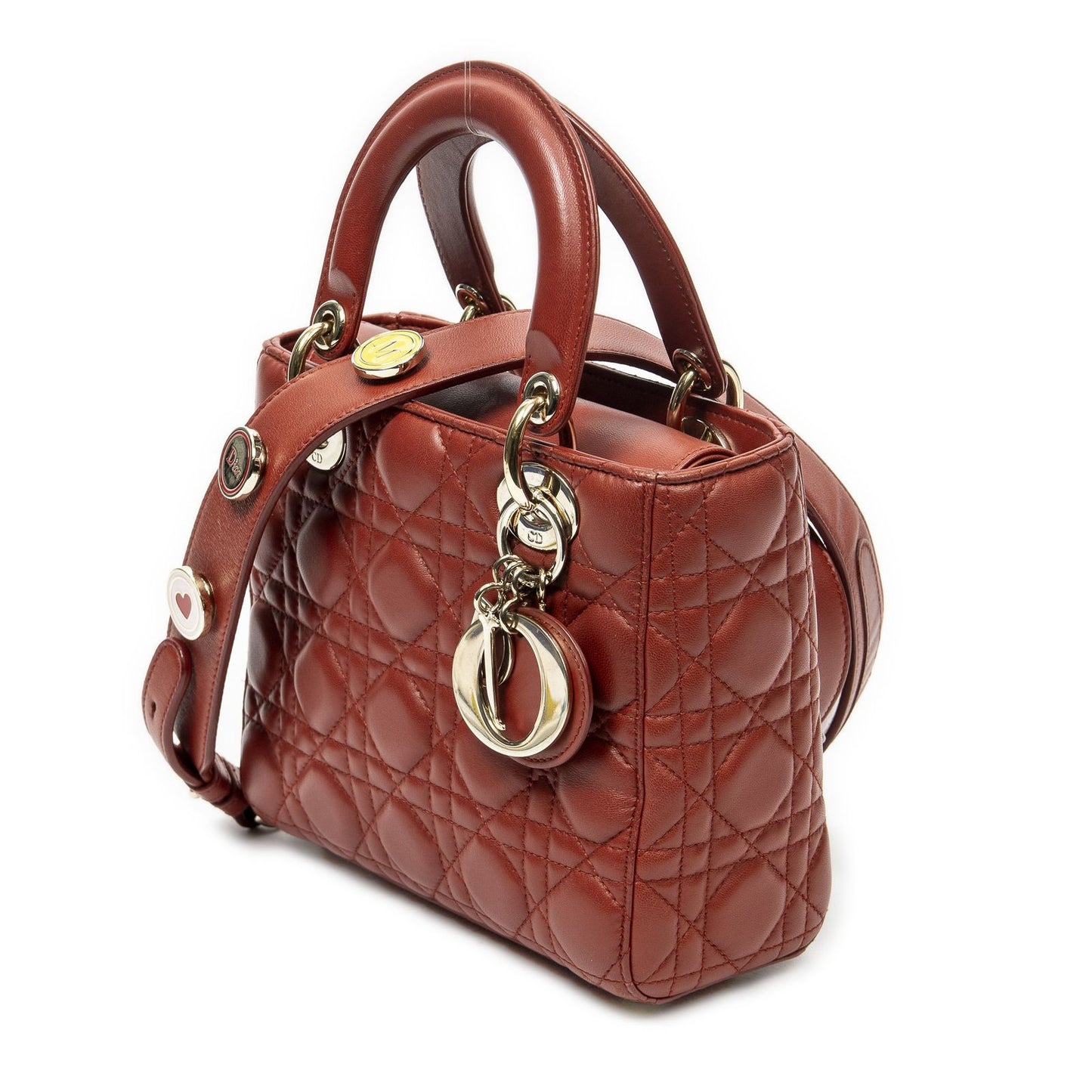 Dior Small Lady Dior Flap Red Canada Lambskin Leather Handbag — view 2