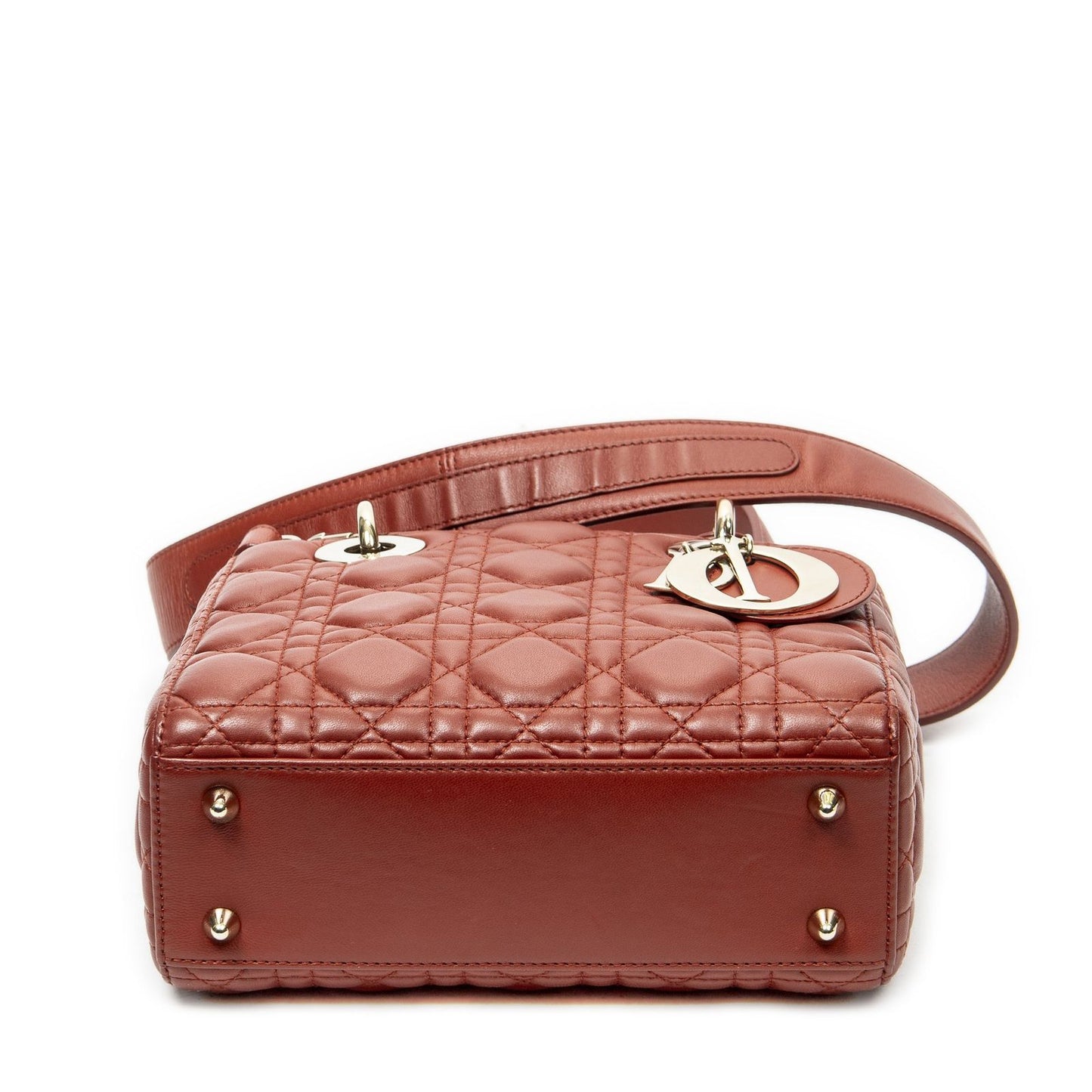 Dior Small Lady Dior Flap Red Canada Lambskin Leather Handbag — view 6