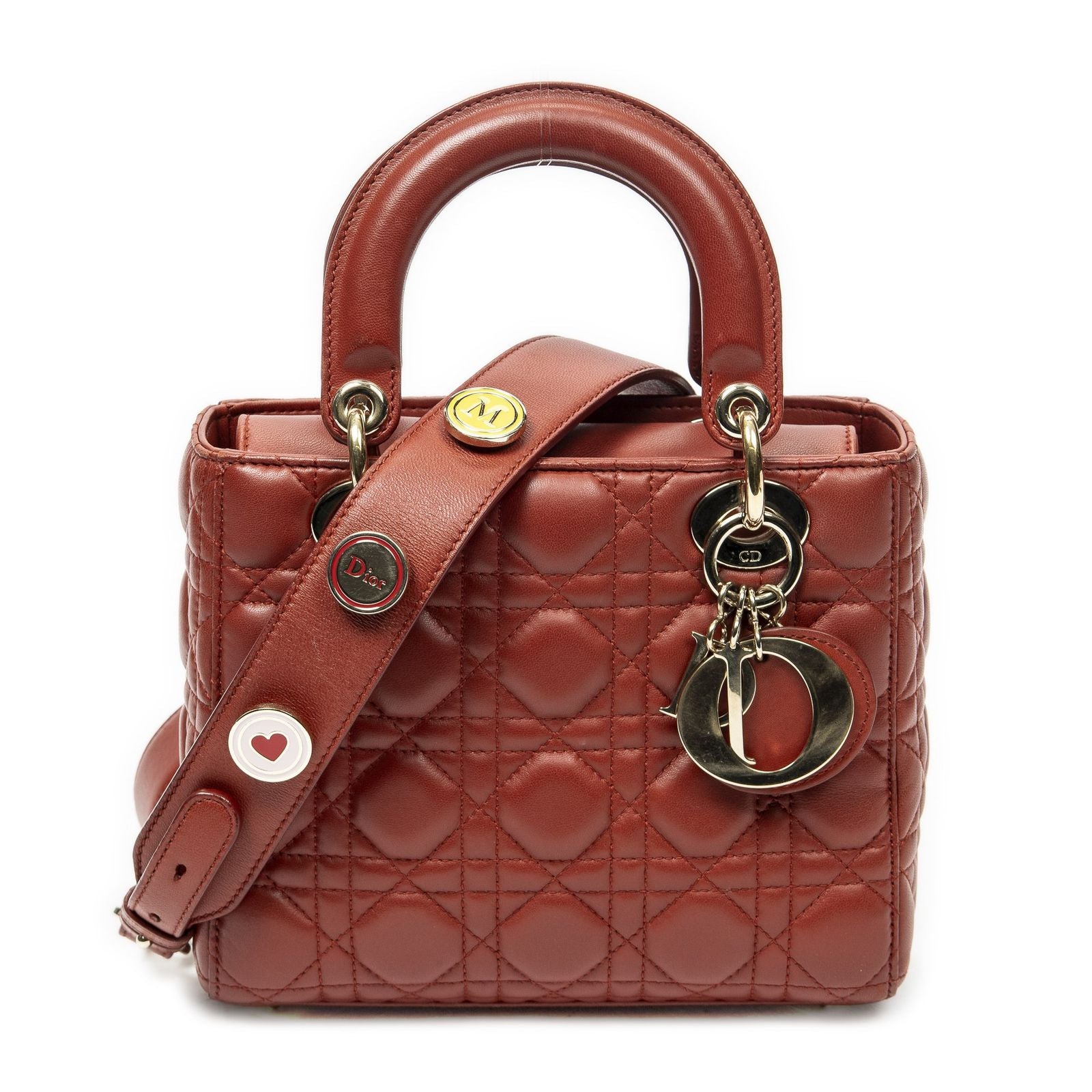 Dior Small Lady Dior Flap Red Canada Lambskin Leather Handbag