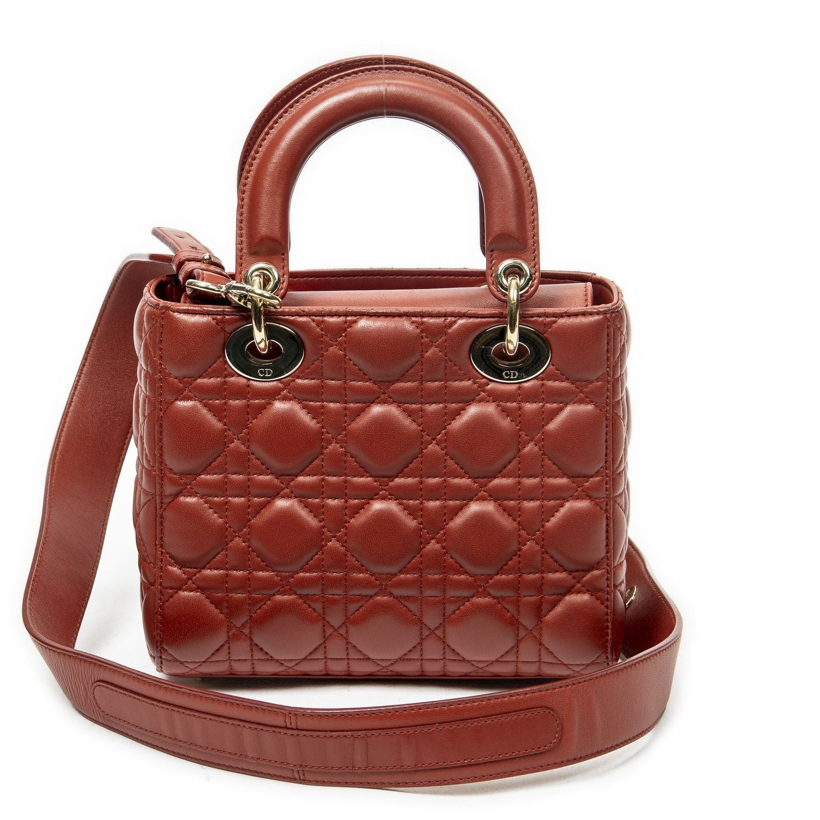 Dior Small Lady Dior Flap Red Canada Lambskin Leather Handbag — view 5