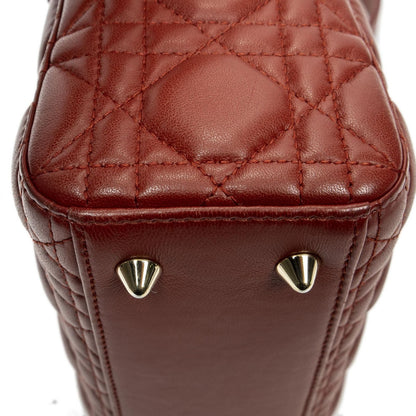 Dior Small Lady Dior Flap Red Canada Lambskin Leather Handbag — view 7