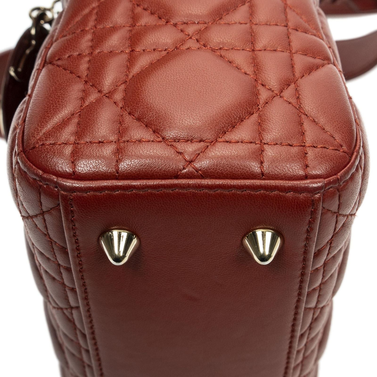 Dior Small Lady Dior Flap Red Canada Lambskin Leather Handbag — view 8