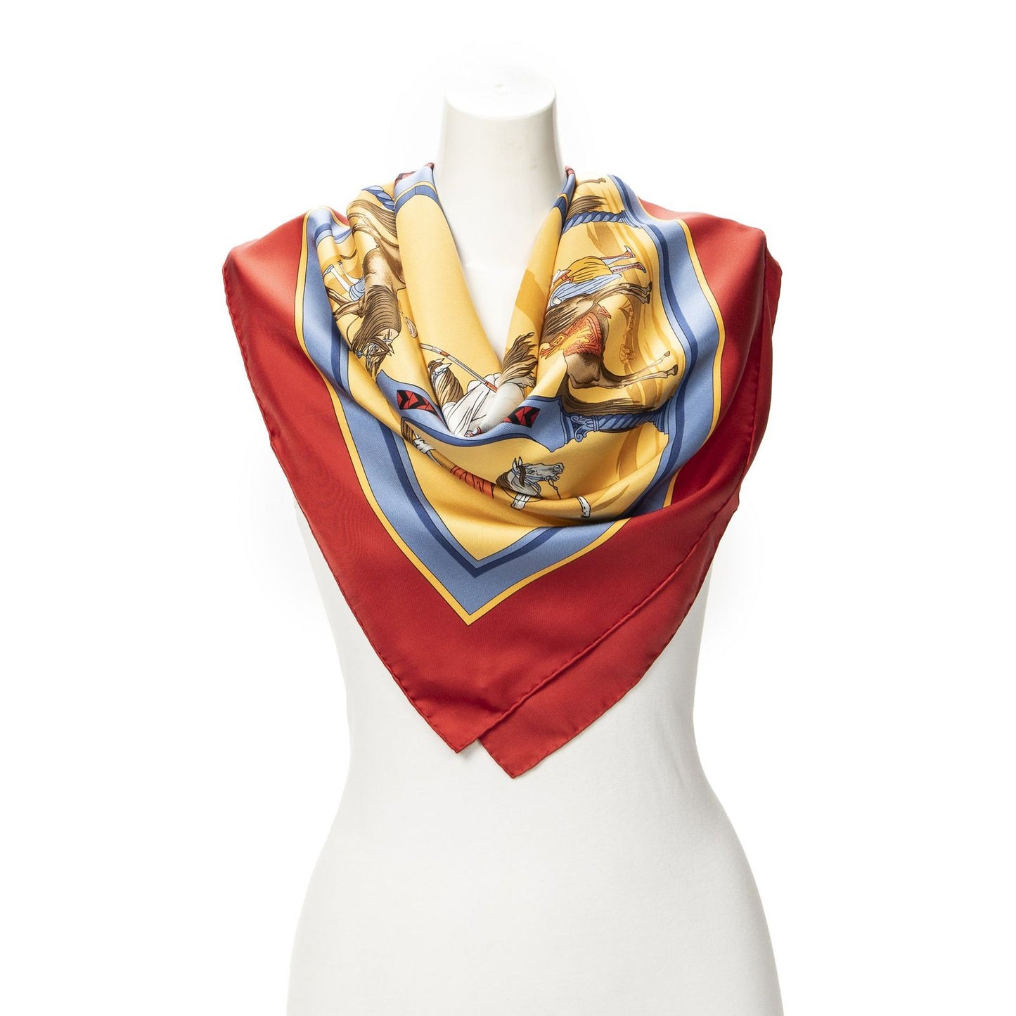 Hermes Scarf Red Orange Blue Silk