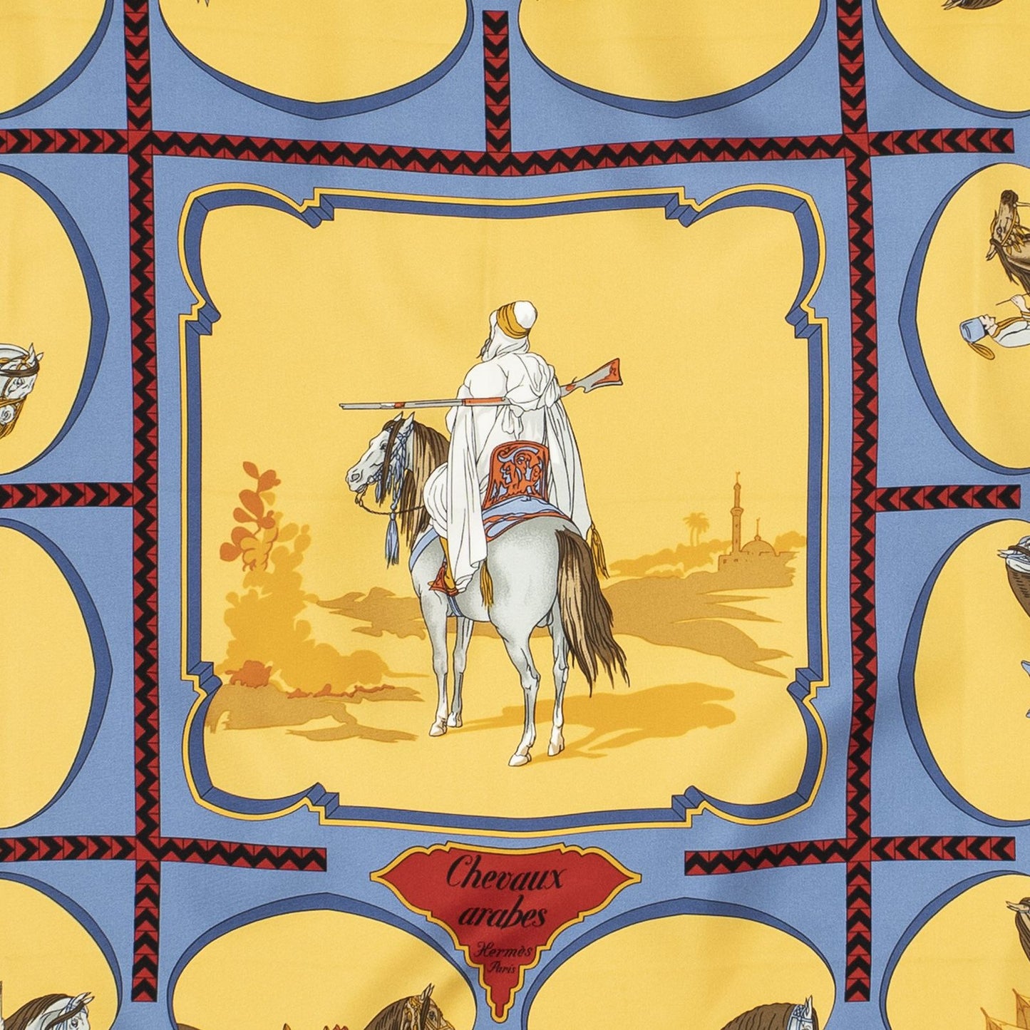 Hermes Scarf Red Orange Blue Silk — view 3