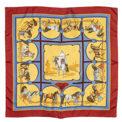 Hermes Scarf Red Orange Blue Silk — view 2