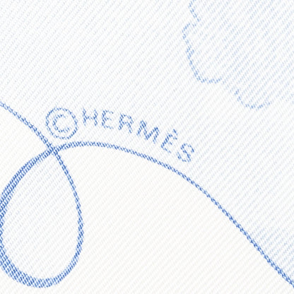 Hermes Scarf Ivory Light Blue Silk — view 4