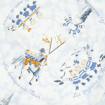 Hermes Scarf Ivory Light Blue Silk — view 3