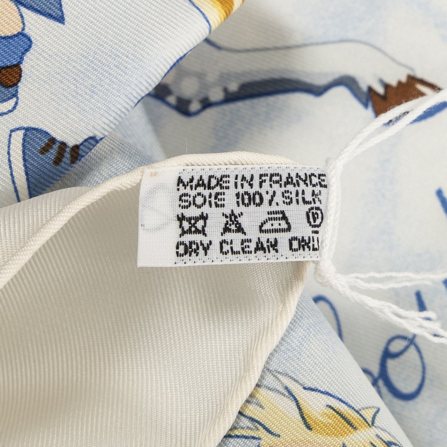 Hermes Scarf Ivory Light Blue Silk — view 5