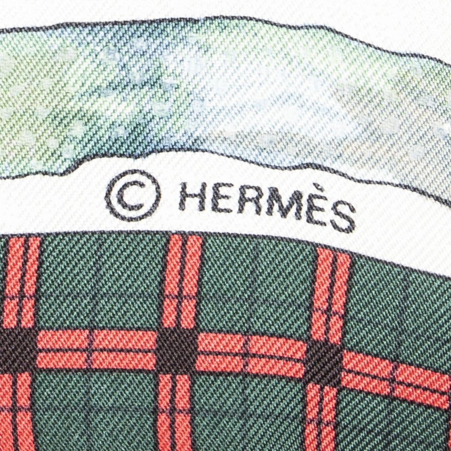 Hermes Scarf Red Ivory Green Silk — view 4
