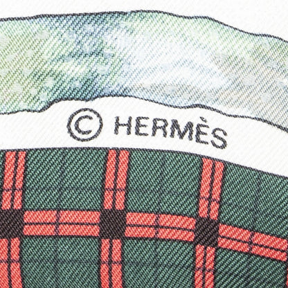 Hermes Scarf Red Ivory Green Silk — view 4