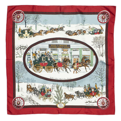 Hermes Scarf Red Ivory Green Silk — view 2
