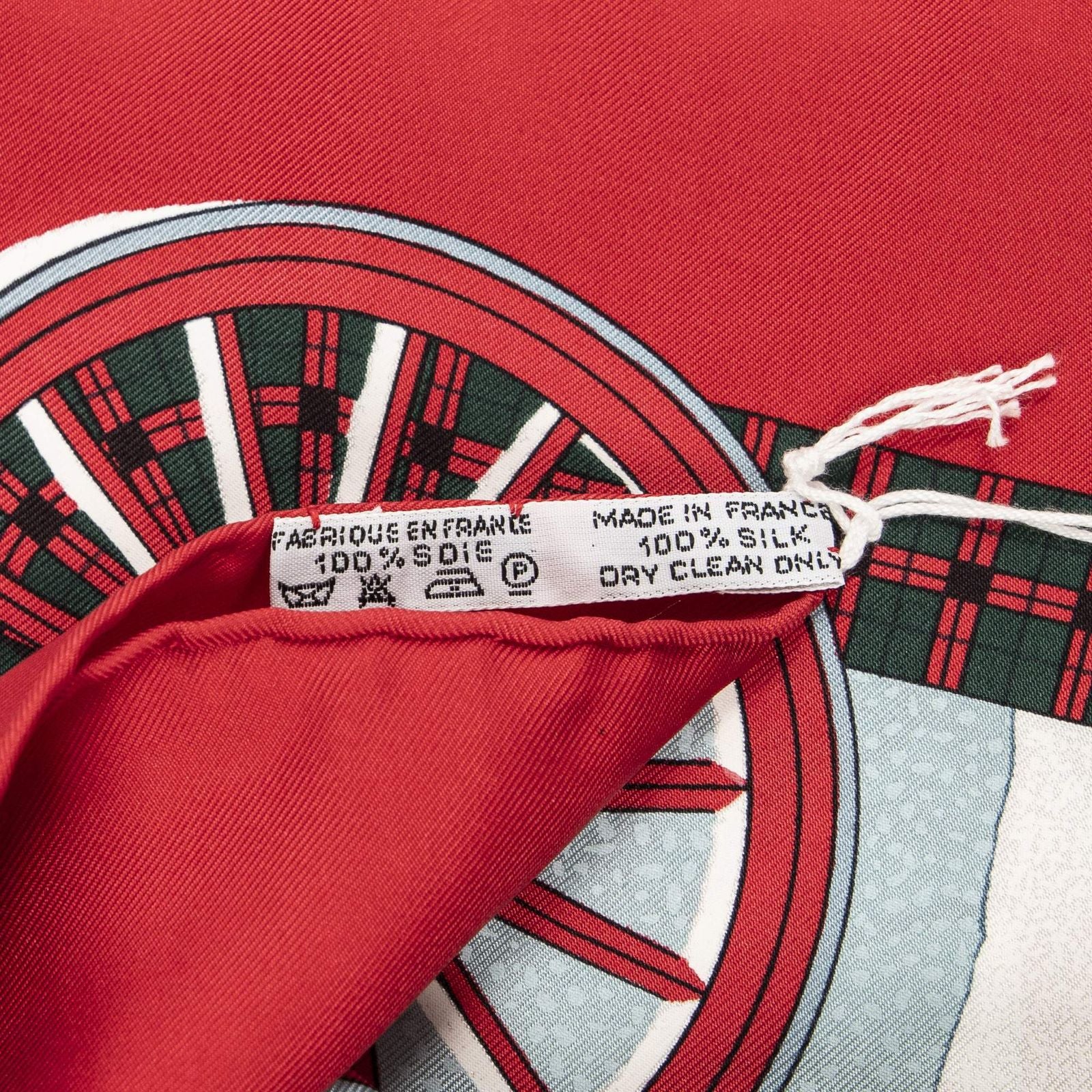 Hermes Scarf Red Ivory Green Silk — view 5